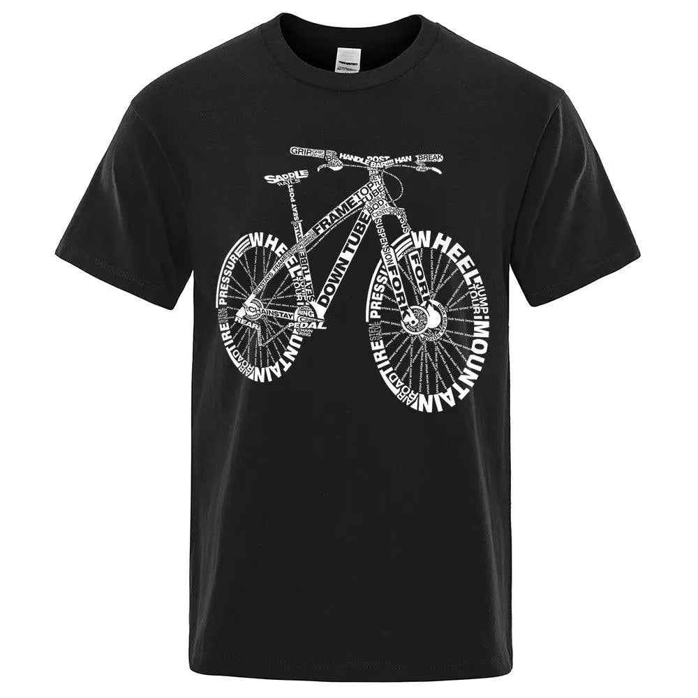 Cycling Enthusiast's Alphabet Graphic Short Sleeve Tee - Pylnam