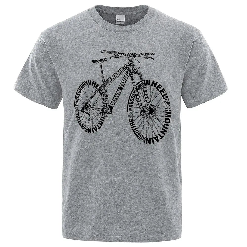 Cycling Enthusiast's Alphabet Graphic Short Sleeve Tee - Pylnam