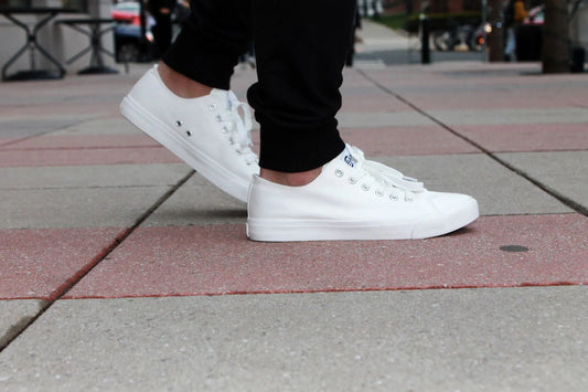 Retro Minimal All White Skateboard Sneaker Canvas Shoes men - Pylnam