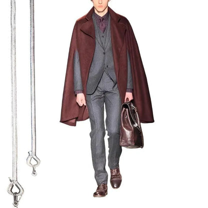 Elegant Casual Mid-length Cloak for Men - Pylnam