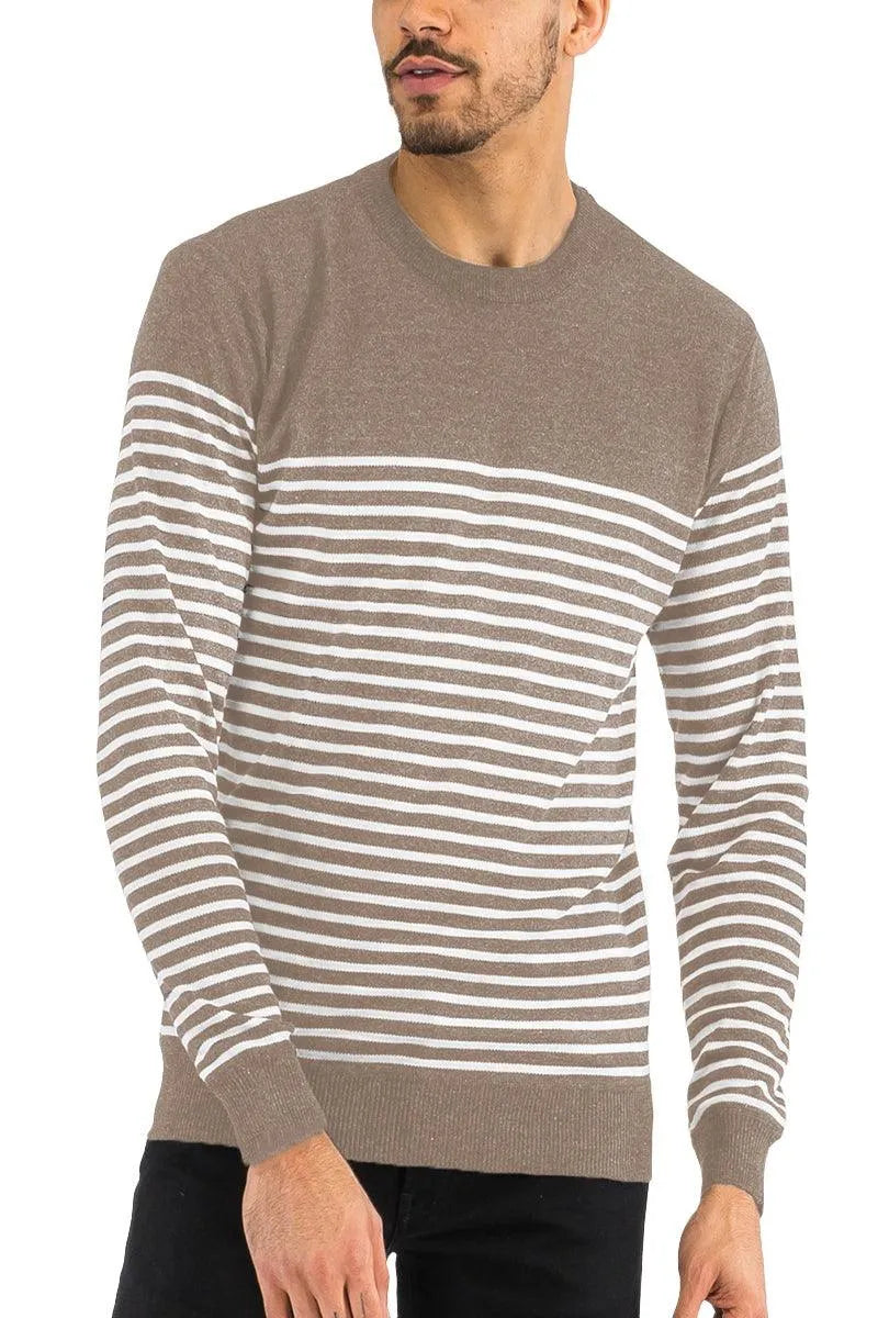 Elegant Striped Knit Pullover - Pylnam