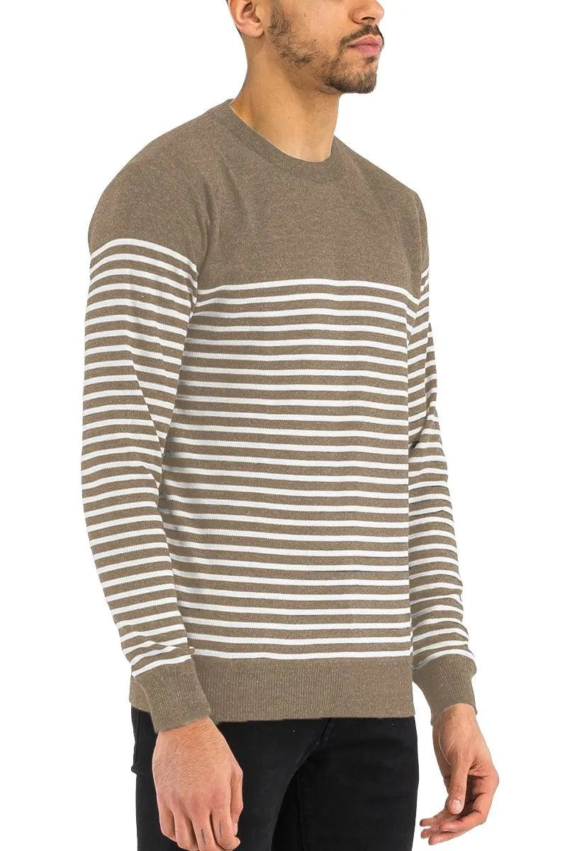 Elegant Striped Knit Pullover - Pylnam