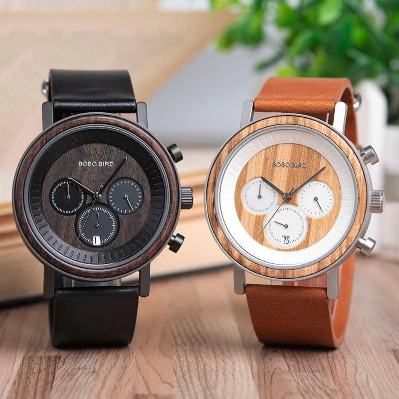 Elegant Wooden Chronograph Timepiece - Pylnam