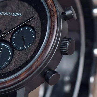 Elegant Wooden Chronograph Timepiece - Pylnam