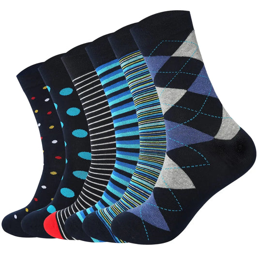 Men's Vibrant Argyle Dress Socks 6-Pack for Stylish Comfort