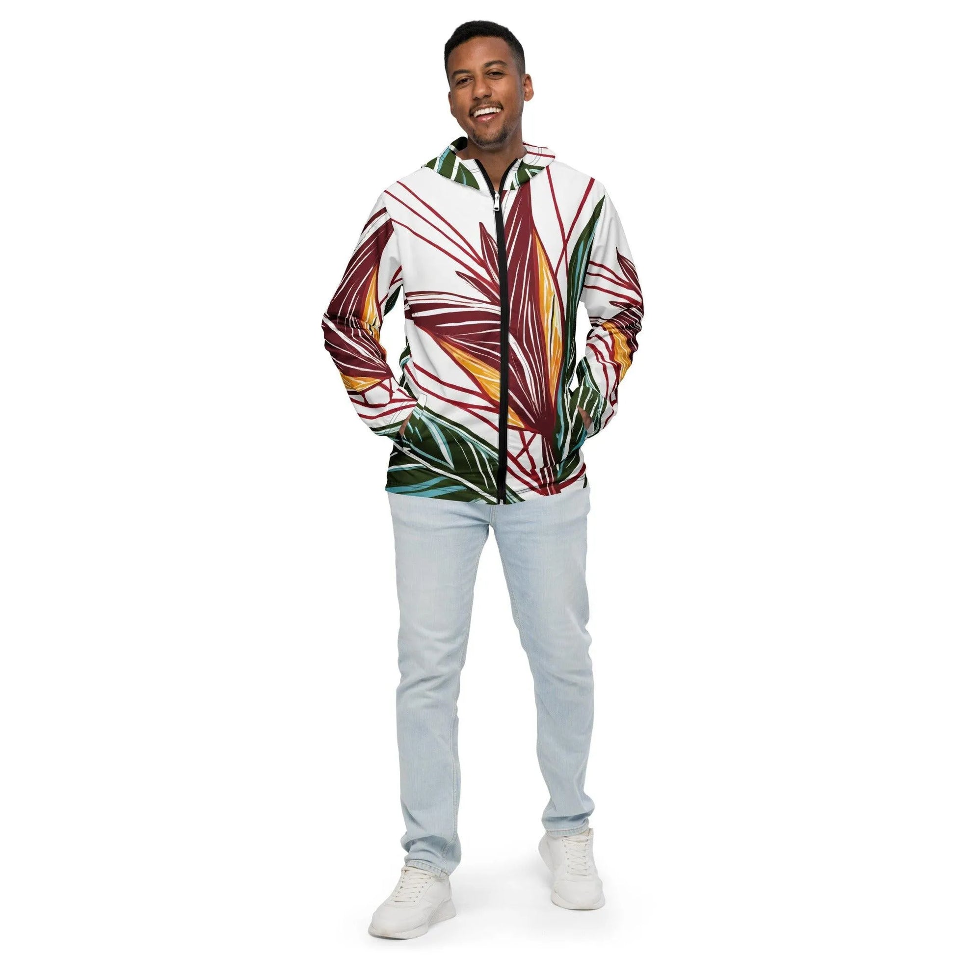 Floral Elegance Hooded Windbreaker - Pylnam