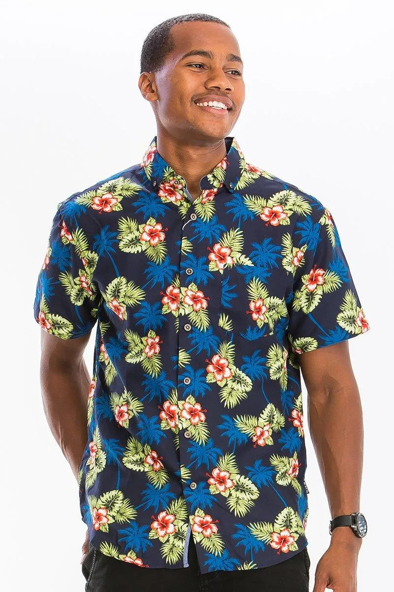 Floral Paradise Short Sleeve Button Down Shirt - Pylnam