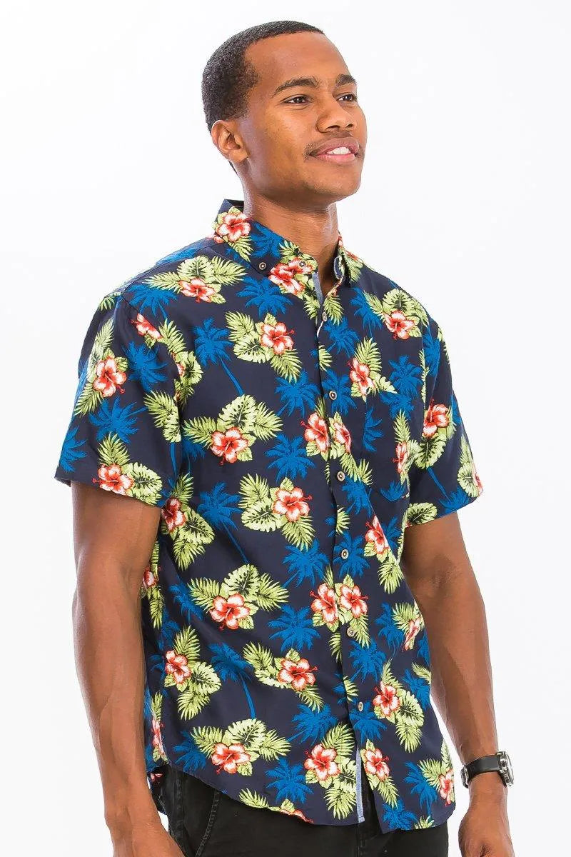 Floral Paradise Short Sleeve Button Down Shirt - Pylnam