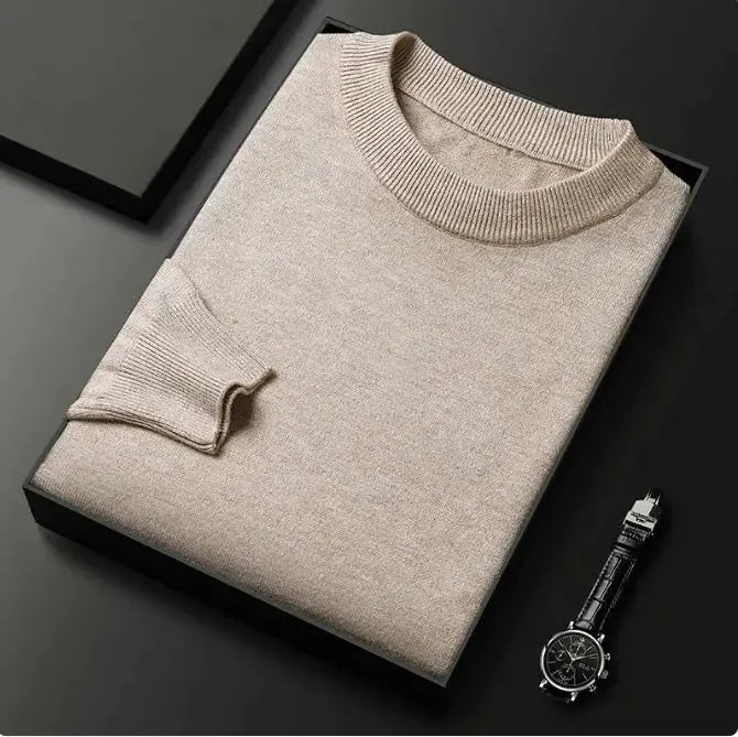 Modern Elegance: Men's Cozy Knitted Round Neck Sweater