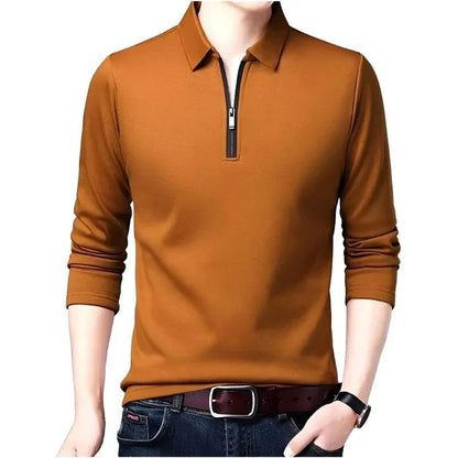 Lapel Classic Long Sleeve Polo Shirt - Pylnam