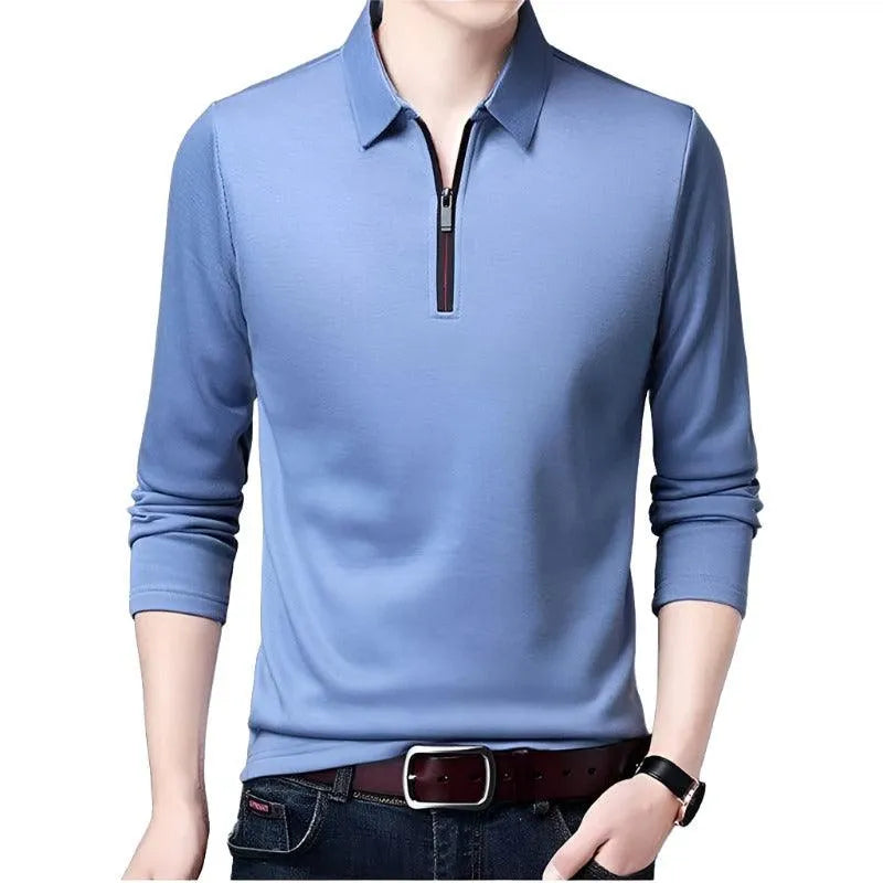 Lapel Classic Long Sleeve Polo Shirt - Pylnam