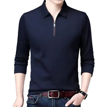 Lapel Classic Long Sleeve Polo Shirt - Pylnam