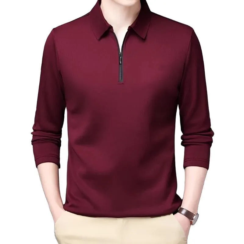 Lapel Classic Long Sleeve Polo Shirt - Pylnam