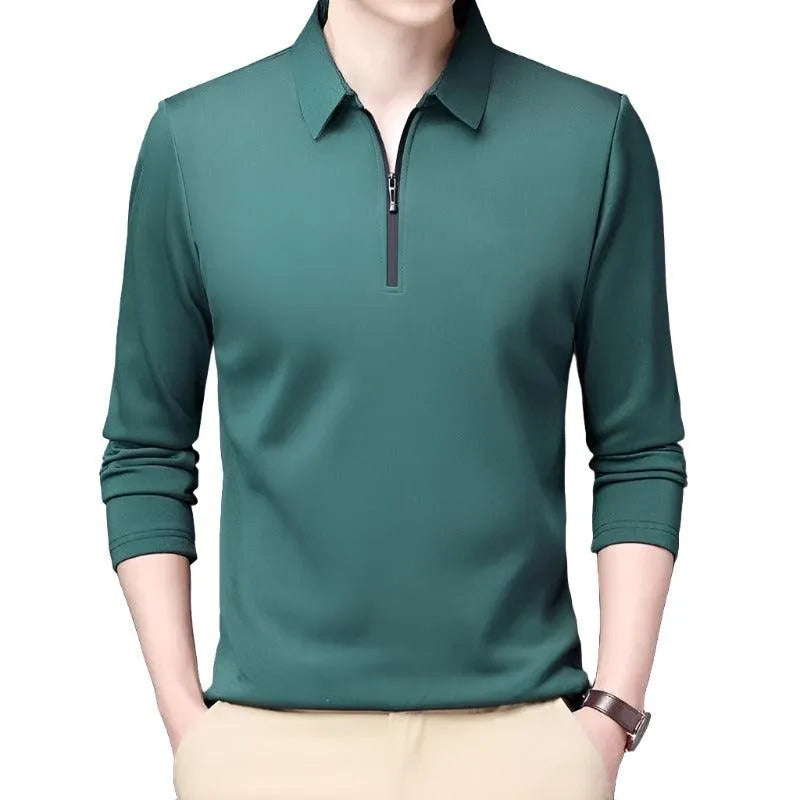 Lapel Classic Long Sleeve Polo Shirt - Pylnam