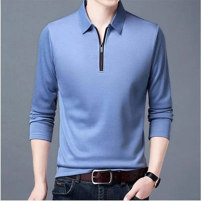 Lapel Classic Long Sleeve Polo Shirt - Pylnam