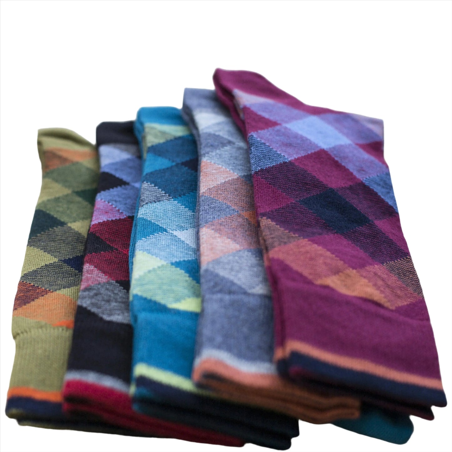 Luxurious 3 Pair Argyle Combed Cotton Crew Socks - Pylnam