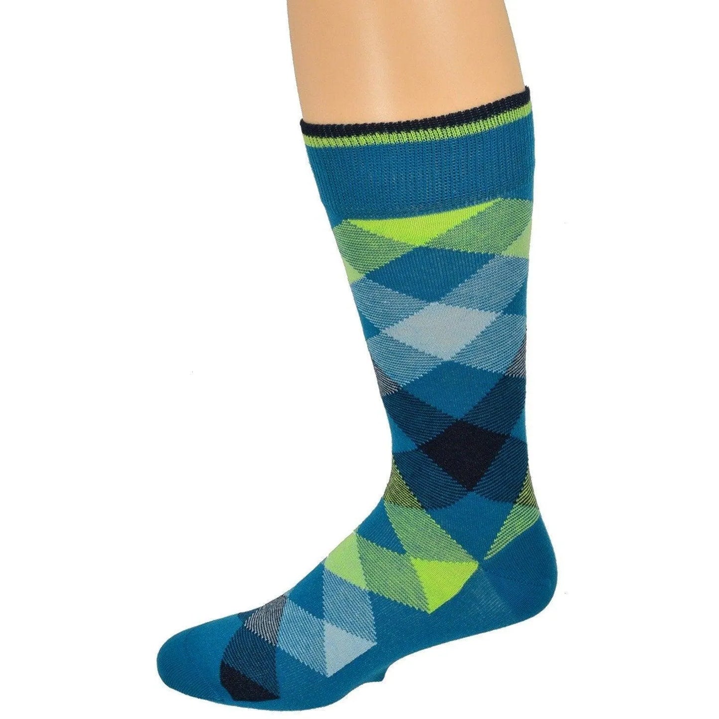 Luxurious 3 Pair Argyle Combed Cotton Crew Socks - Pylnam