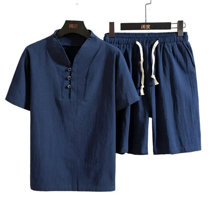 Mandarin Collar Lightweight Summer Sets - Pylnam