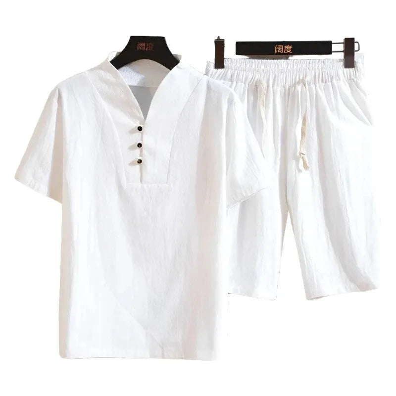 Mandarin Collar Lightweight Summer Sets - Pylnam