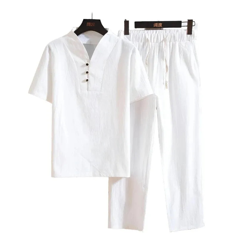 Mandarin Collar Lightweight Summer Sets - Pylnam