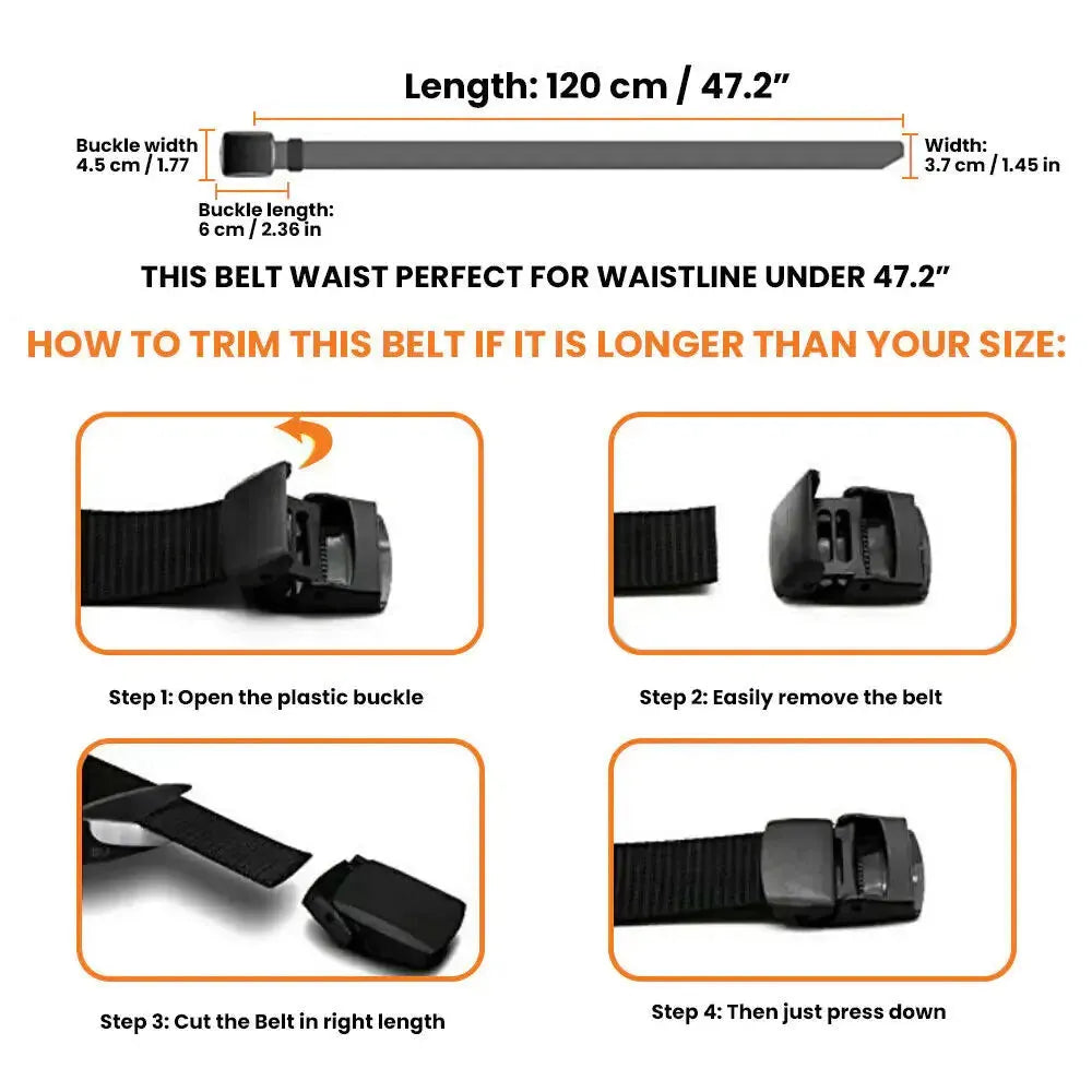 Men's Adjustable Nylon Belt with Plastic Cam Buckle - Pylnam