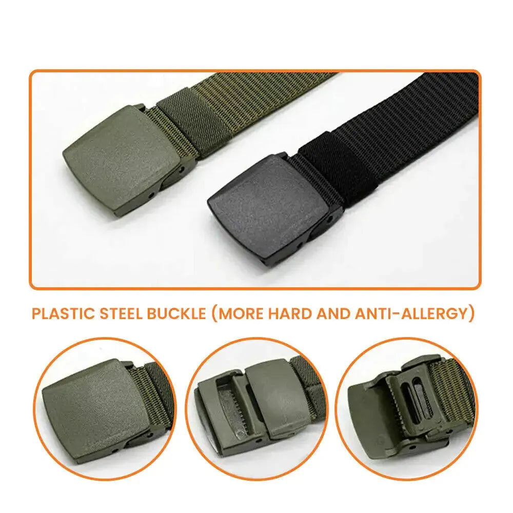 Men's Adjustable Nylon Belt with Plastic Cam Buckle - Pylnam