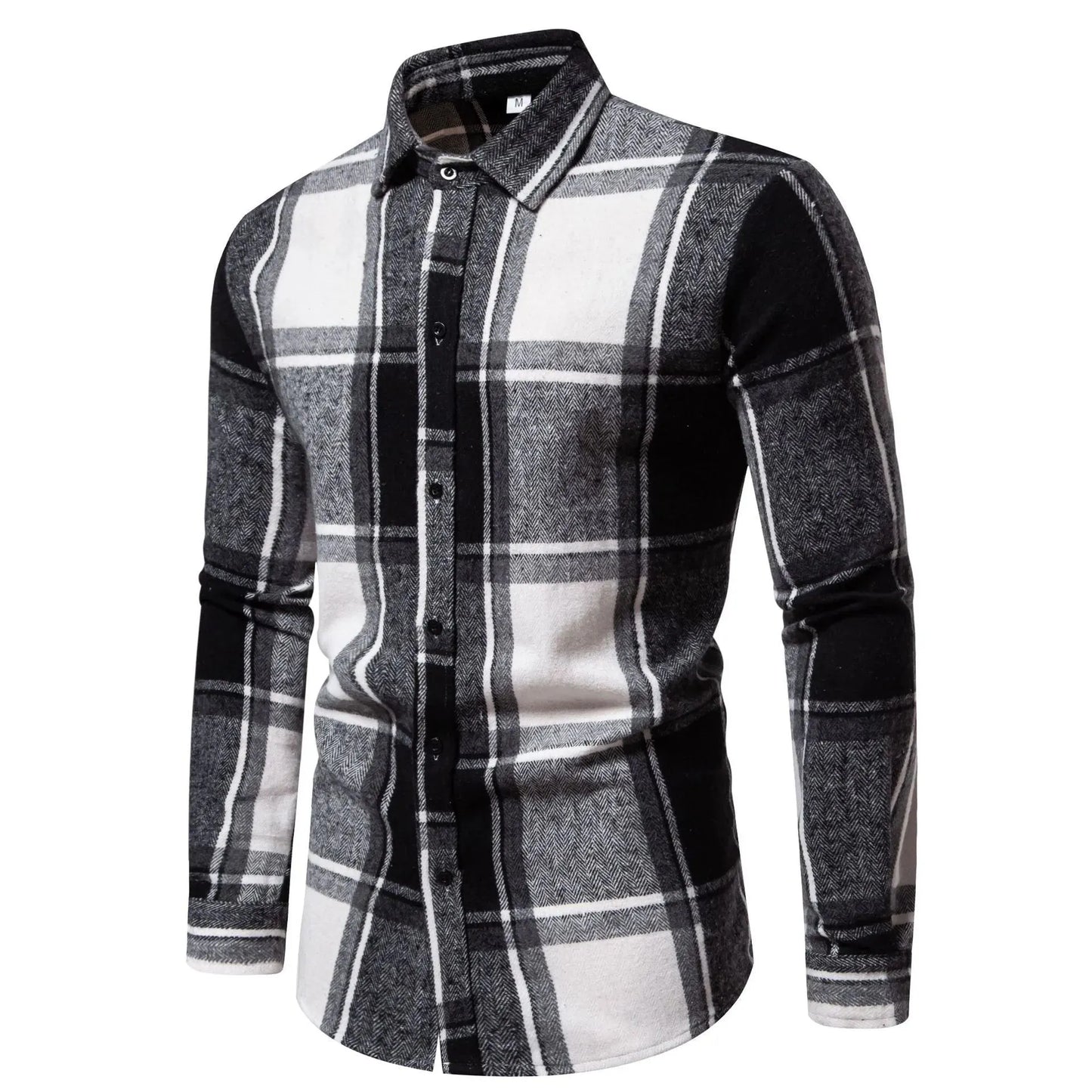 Men's Relaxed Fit Plaid Long Sleeve Shirt - Pylnam