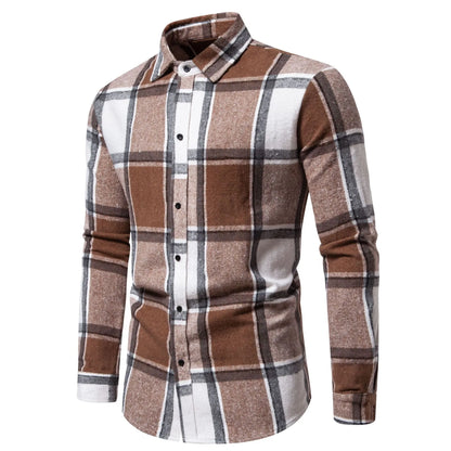 Men's Relaxed Fit Plaid Long Sleeve Shirt - Pylnam