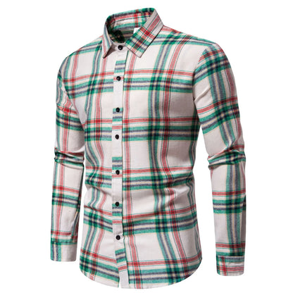 Men's Relaxed Fit Plaid Long Sleeve Shirt - Pylnam