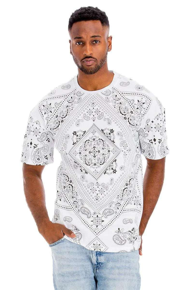 Paisley Patterned Crewneck Tee - Pylnam