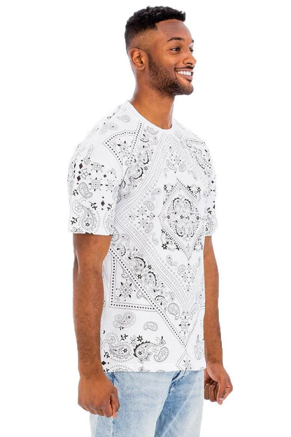 Paisley Patterned Crewneck Tee - Pylnam