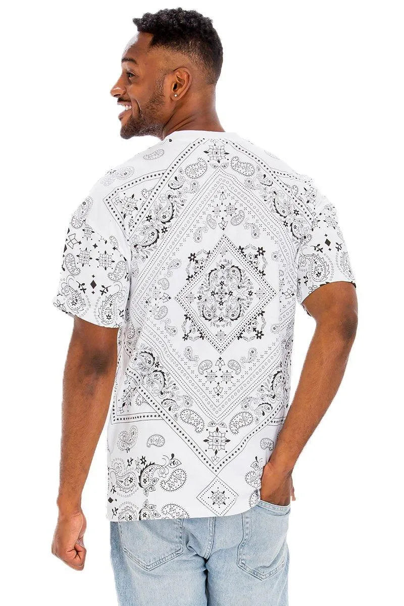 Paisley Patterned Crewneck Tee - Pylnam