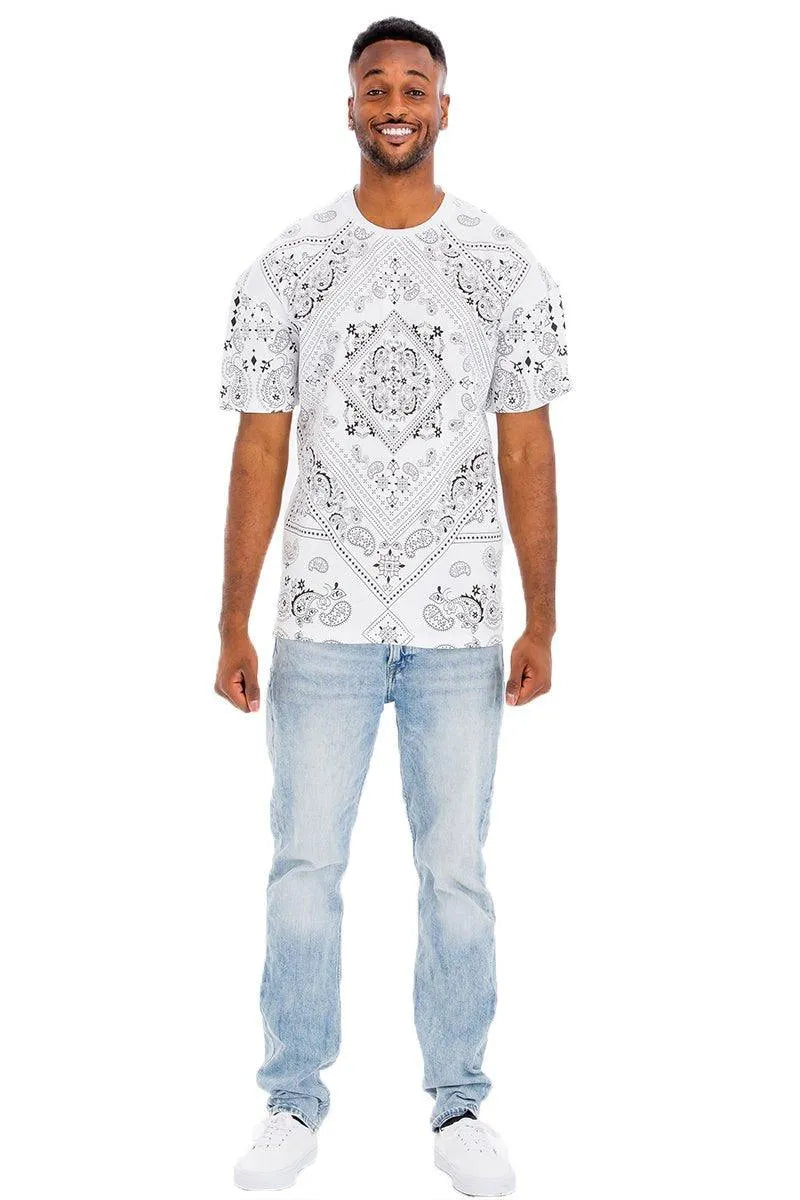 Paisley Patterned Crewneck Tee - Pylnam