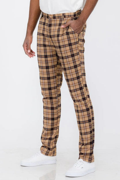 Plaid Slim Fit Trouser Pants - Pylnam