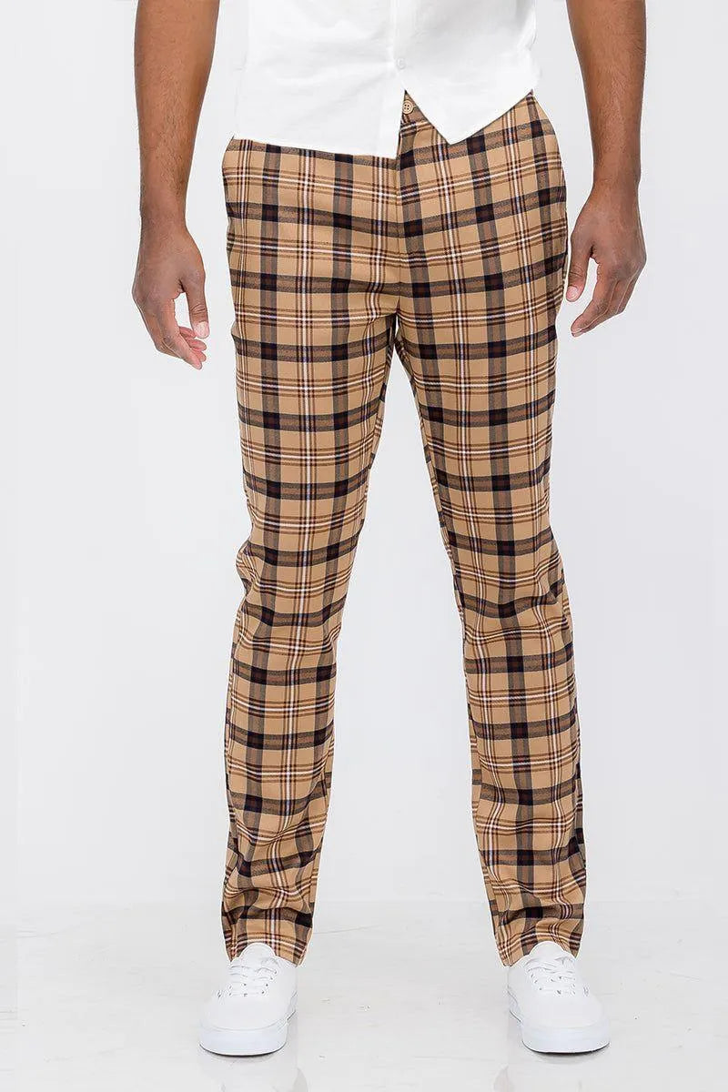 Plaid Slim Fit Trouser Pants - Pylnam