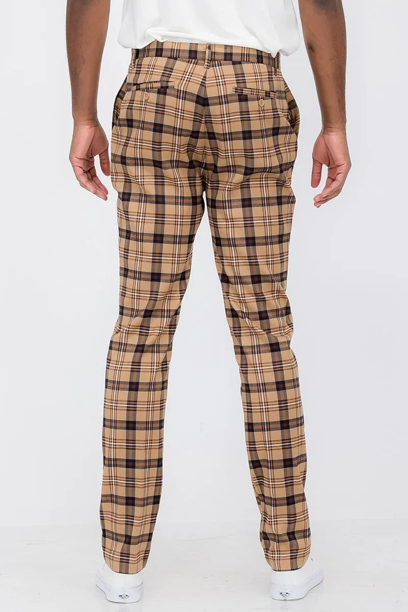 Plaid Slim Fit Trouser Pants - Pylnam