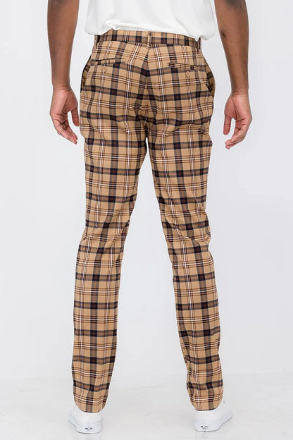 Plaid Slim Fit Trouser Pants - Pylnam