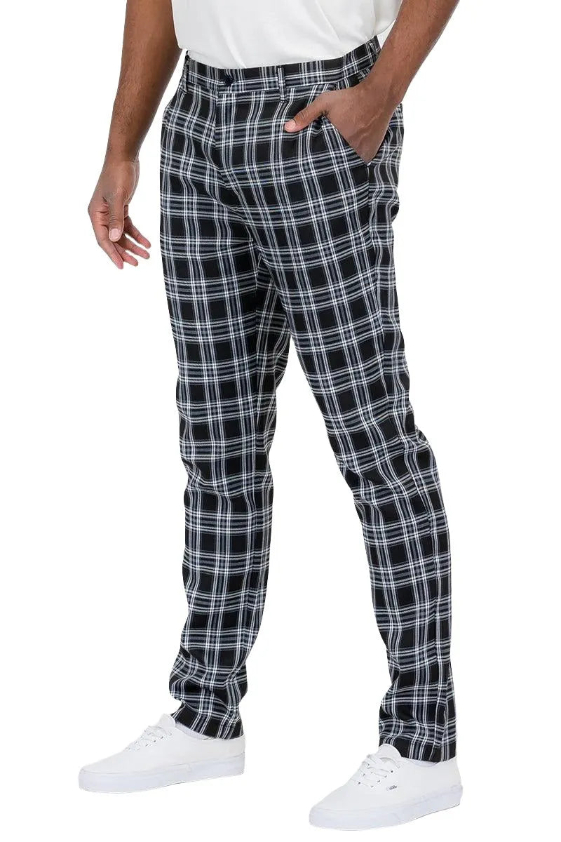 Plaid Slim Fit Trousers - Pylnam