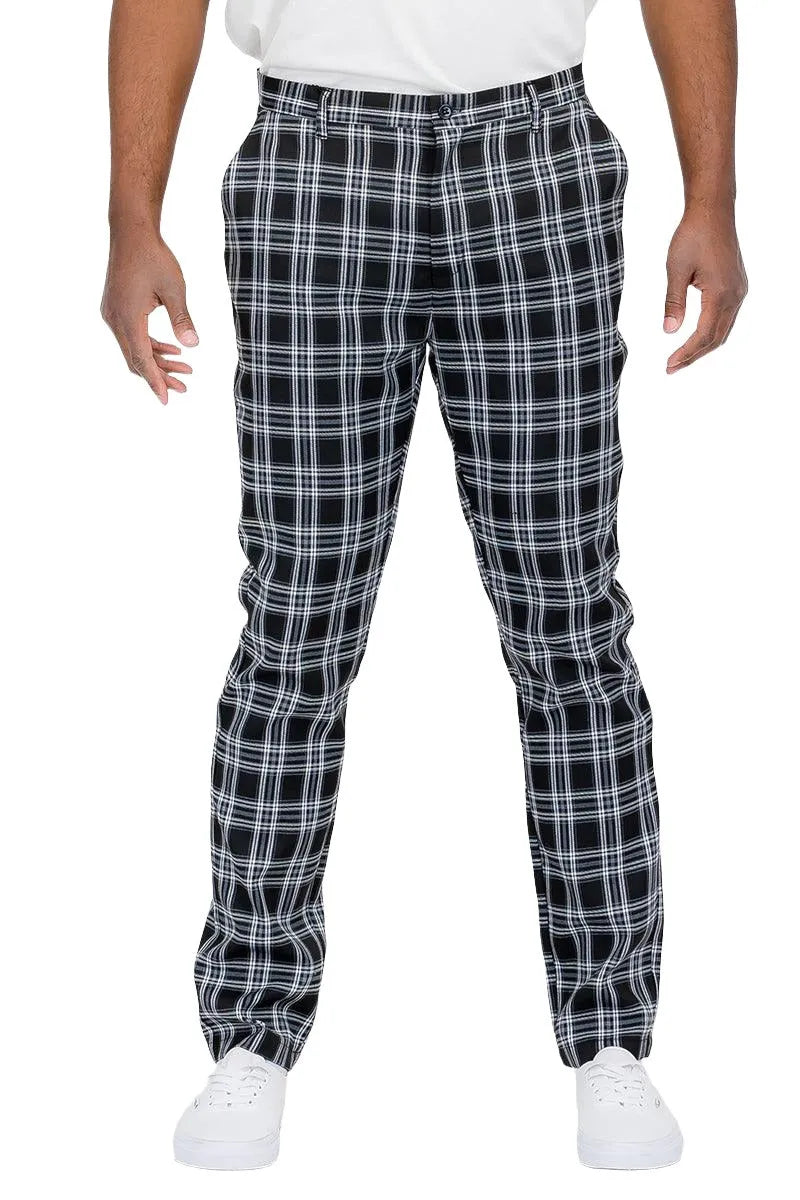 Plaid Slim Fit Trousers - Pylnam