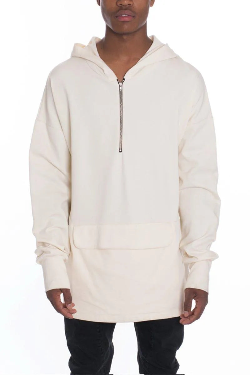 Plain Pouch Pullover Hoodie - Pylnam