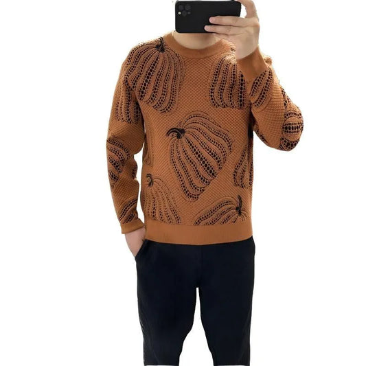 Pumpkin Jacquard Sweater - Pylnam