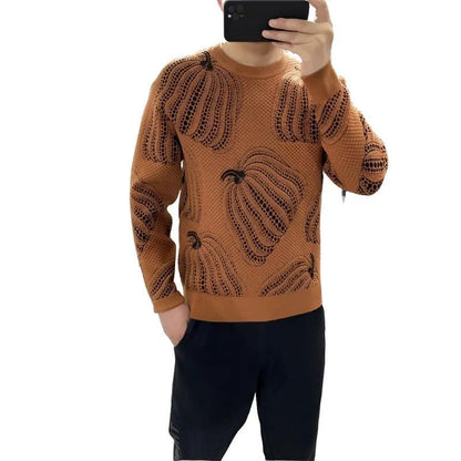 Pumpkin Jacquard Sweater - Pylnam