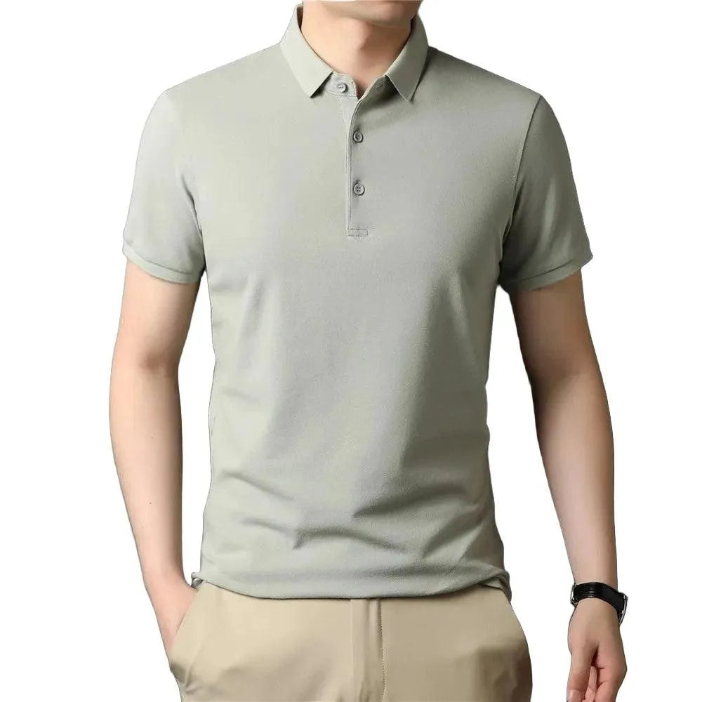 Pure Color Casual Short Sleeve Polo-Shirt - Pylnam