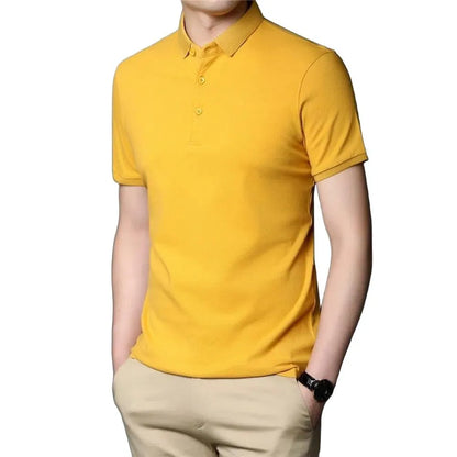 Pure Color Casual Short Sleeve Polo-Shirt - Pylnam