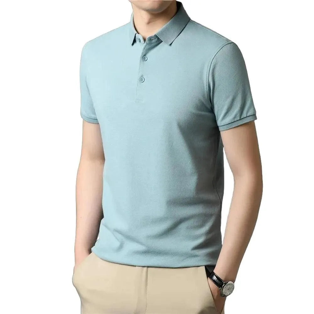 Pure Color Casual Short Sleeve Polo-Shirt - Pylnam