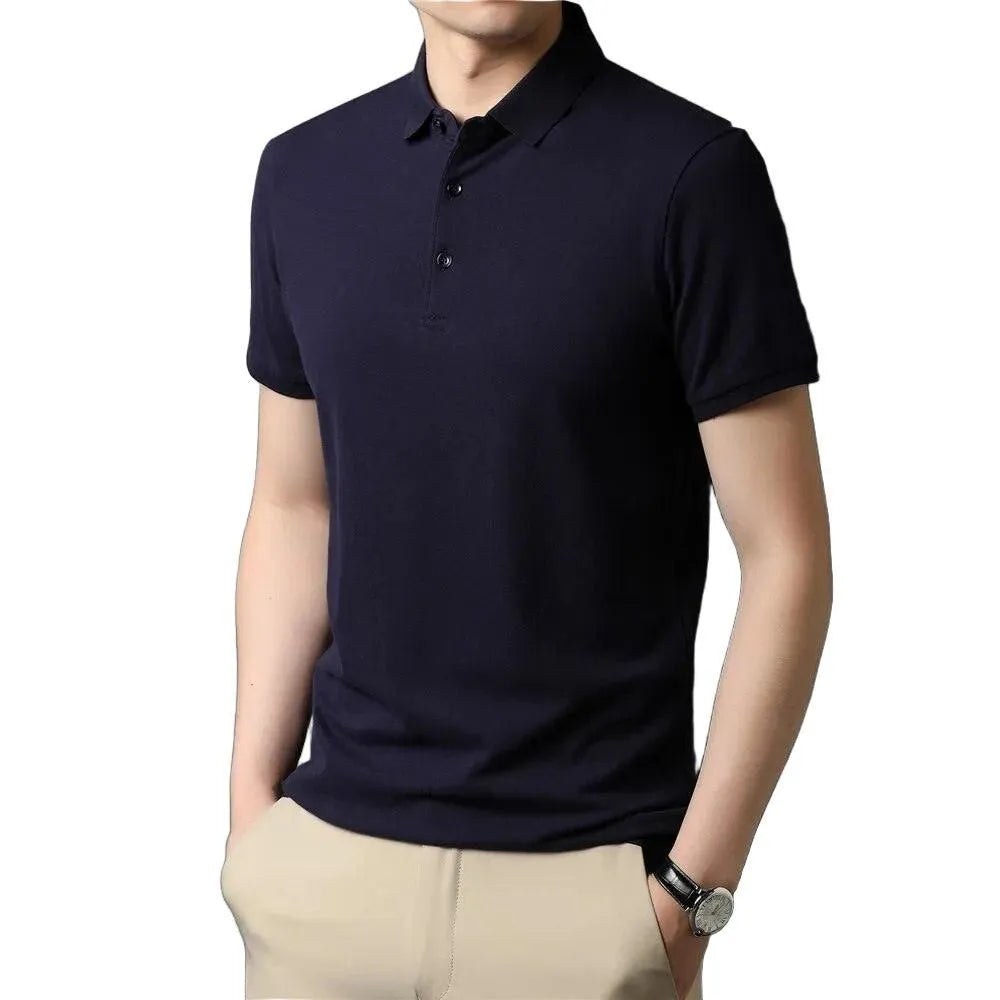 Pure Color Casual Short Sleeve Polo-Shirt - Pylnam