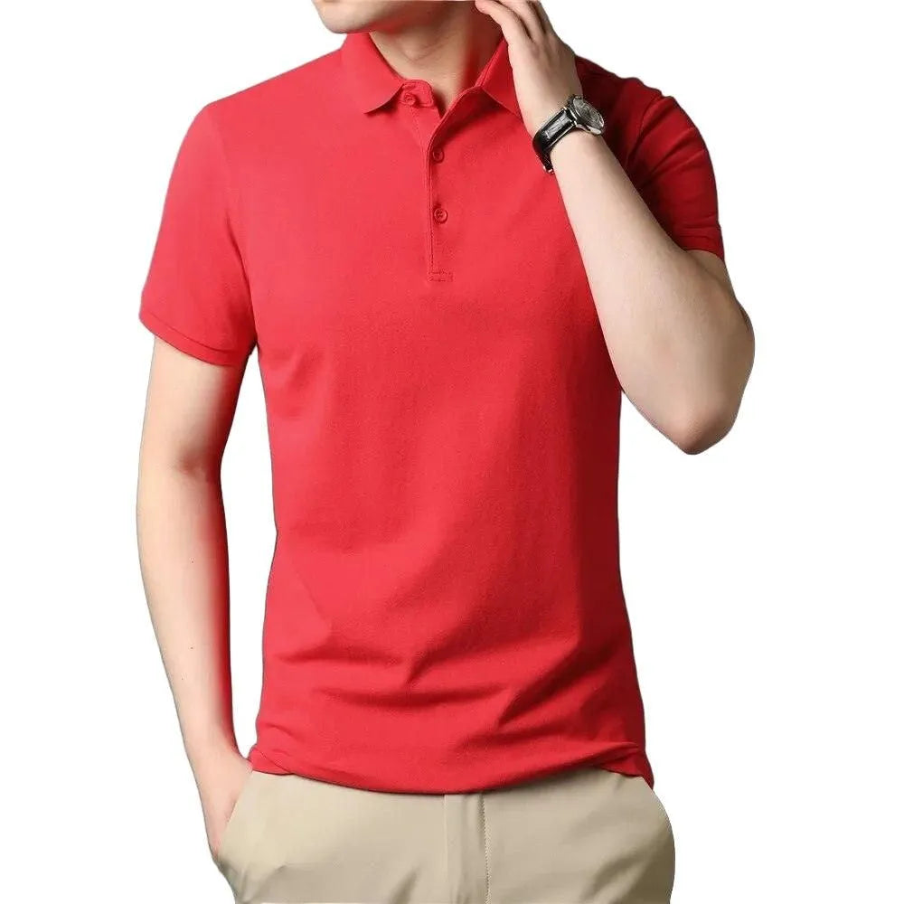 Pure Color Casual Short Sleeve Polo-Shirt - Pylnam