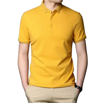 Pure Color Casual Short Sleeve Polo-Shirt - Pylnam