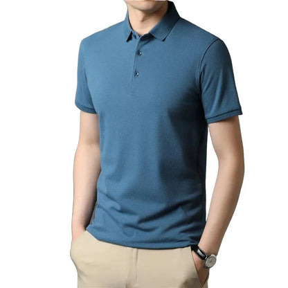 Pure Color Casual Short Sleeve Polo-Shirt - Pylnam