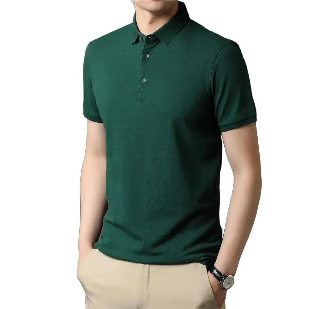 Pure Color Casual Short Sleeve Polo-Shirt - Pylnam